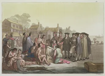 William Penn verhandelt den Vertrag zur Gründung von Pennsylvania, aus 